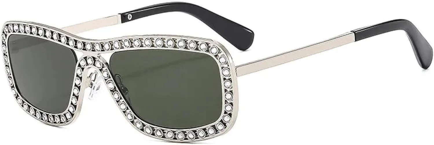 Trendy Rhinestone-encrusted Sunglasses Women Stylish Outdoor Shades Men Sun Glasses