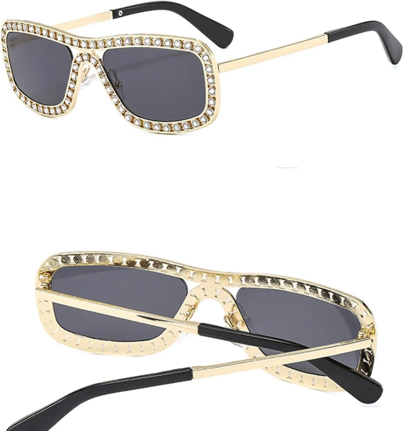 Trendy Rhinestone-encrusted Sunglasses Women Stylish Outdoor Shades Men Sun Glasses