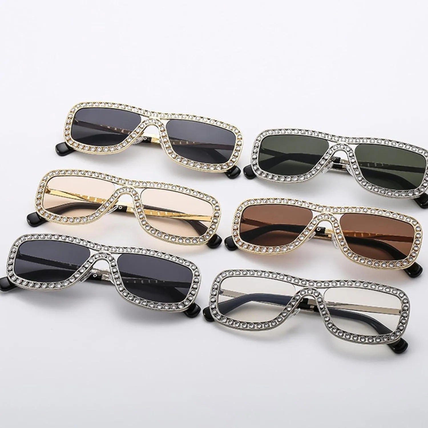 Trendy Rhinestone-encrusted Sunglasses Women Stylish Outdoor Shades Men Sun Glasses