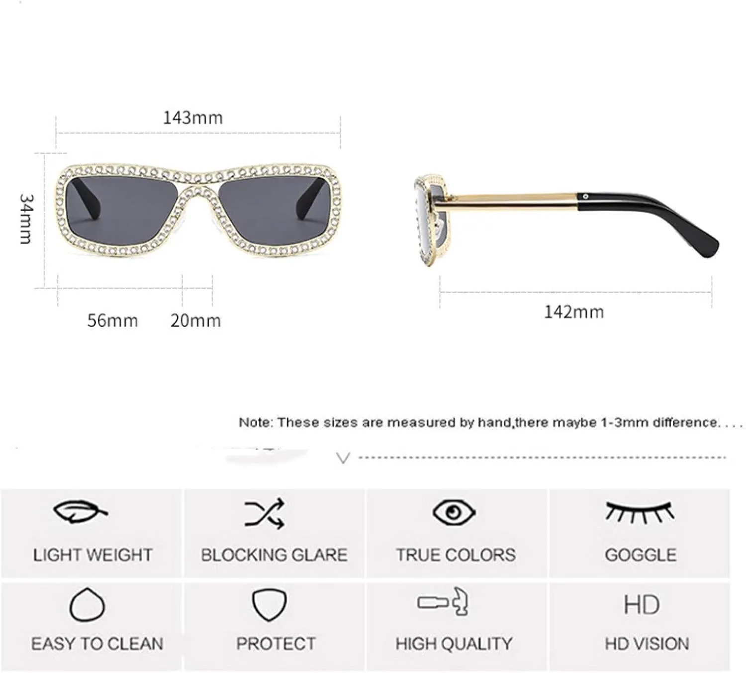 Trendy Rhinestone-encrusted Sunglasses Women Stylish Outdoor Shades Men Sun Glasses