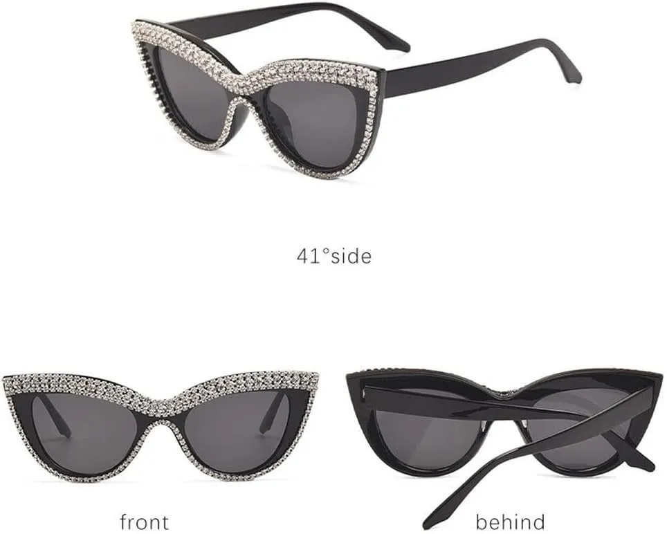Vintage Cat Eye Sunglasses with Rhinestones in Stylish Women Shades Ins Trendy Eyewear