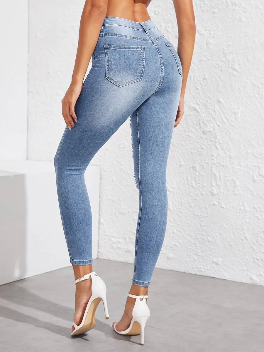 Washed Light Blue Skinny Jeans