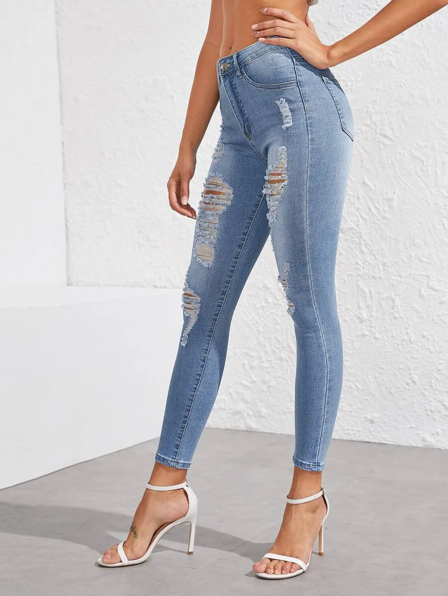 Washed Light Blue Skinny Jeans