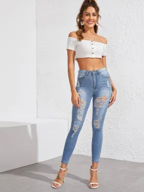 Washed Light Blue Skinny Jeans