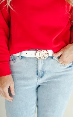 White GO Buckle Belt