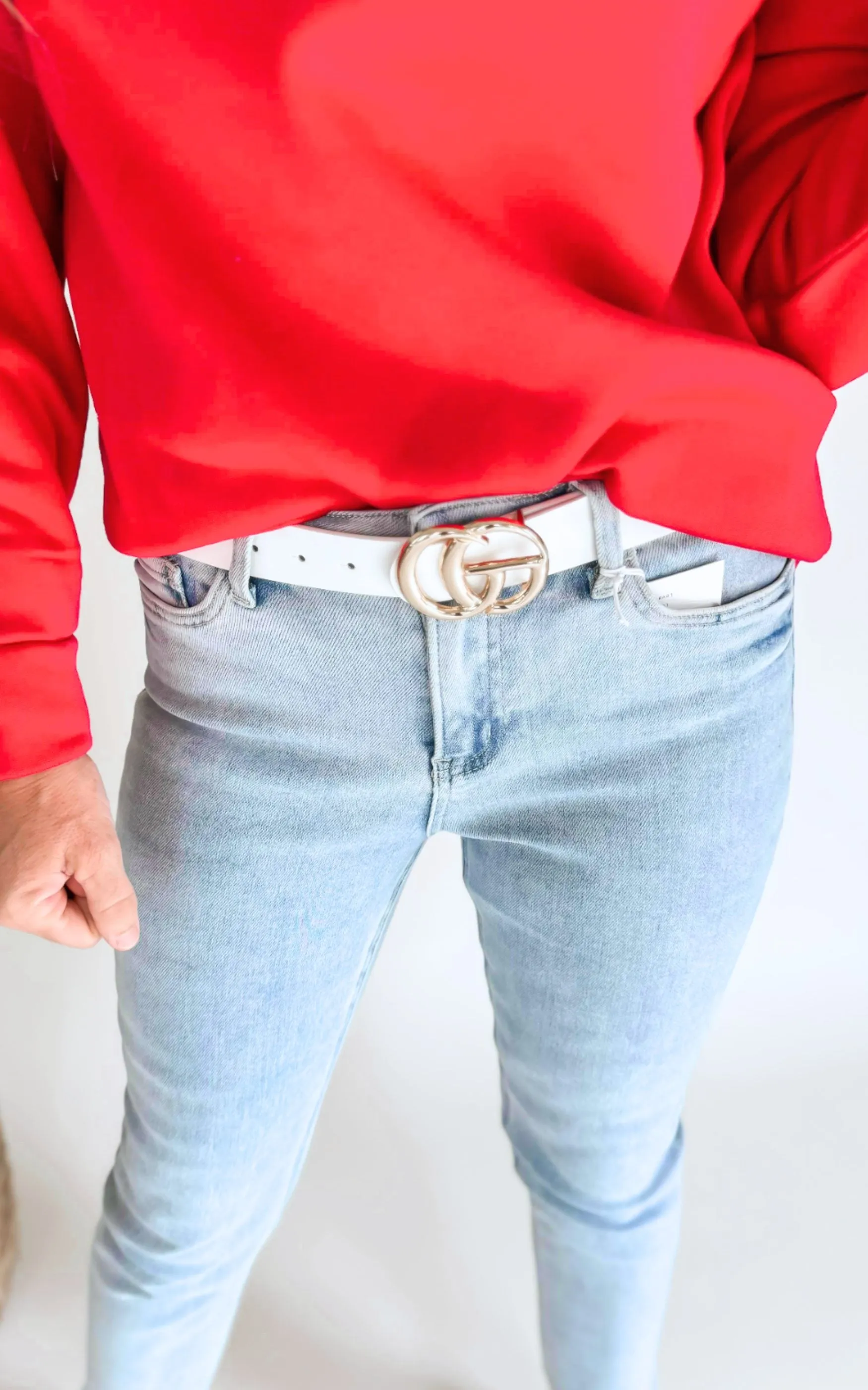 White GO Buckle Belt