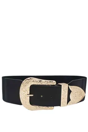 WIDE WESTERN BUCKLE ELASTIC BELT