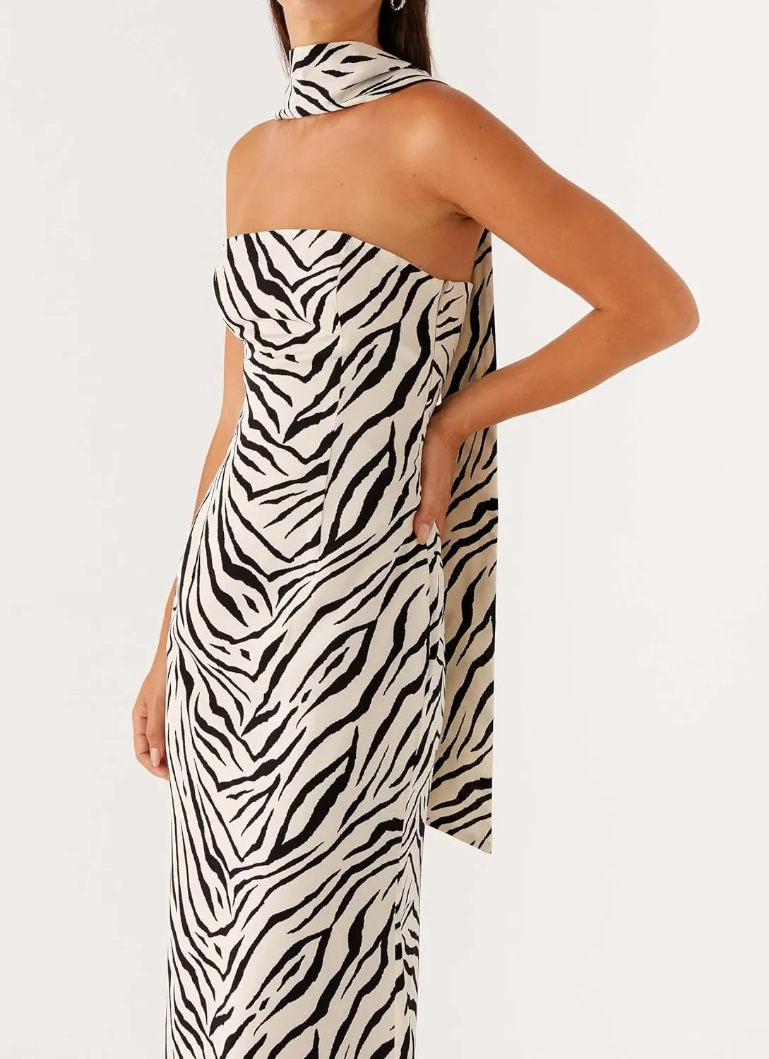 Women Floral Maxi Dress with Scarf Elegant Strapless Backless Bodycon Long Dress Y2k Tube Cocktail Sundress