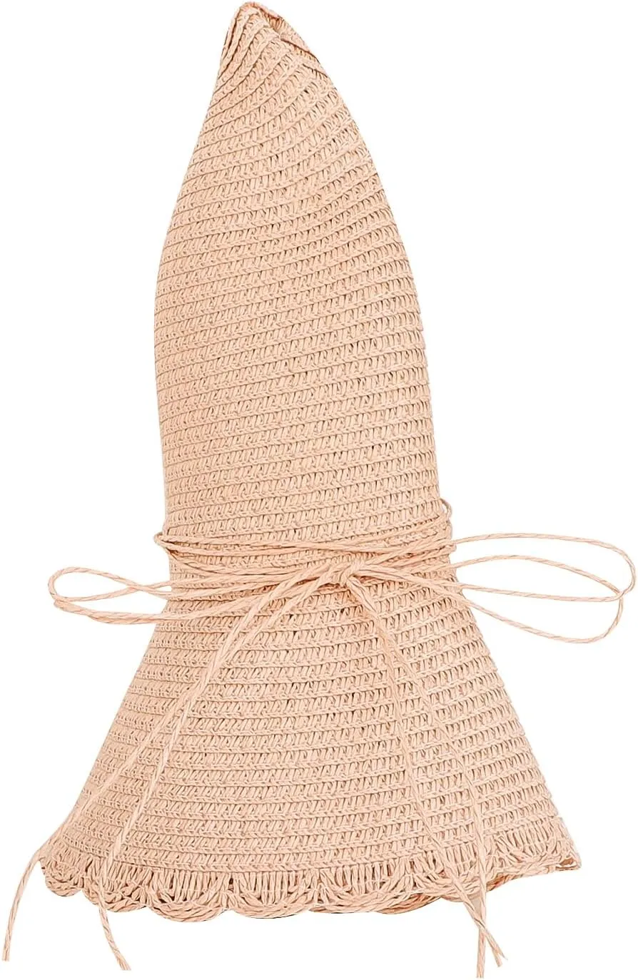 Women Wide Brim Straw Summer Hat UV Protection Sun Hat Packable Travel Bowknot Beach Hat Elegant Bucket Sun Hat