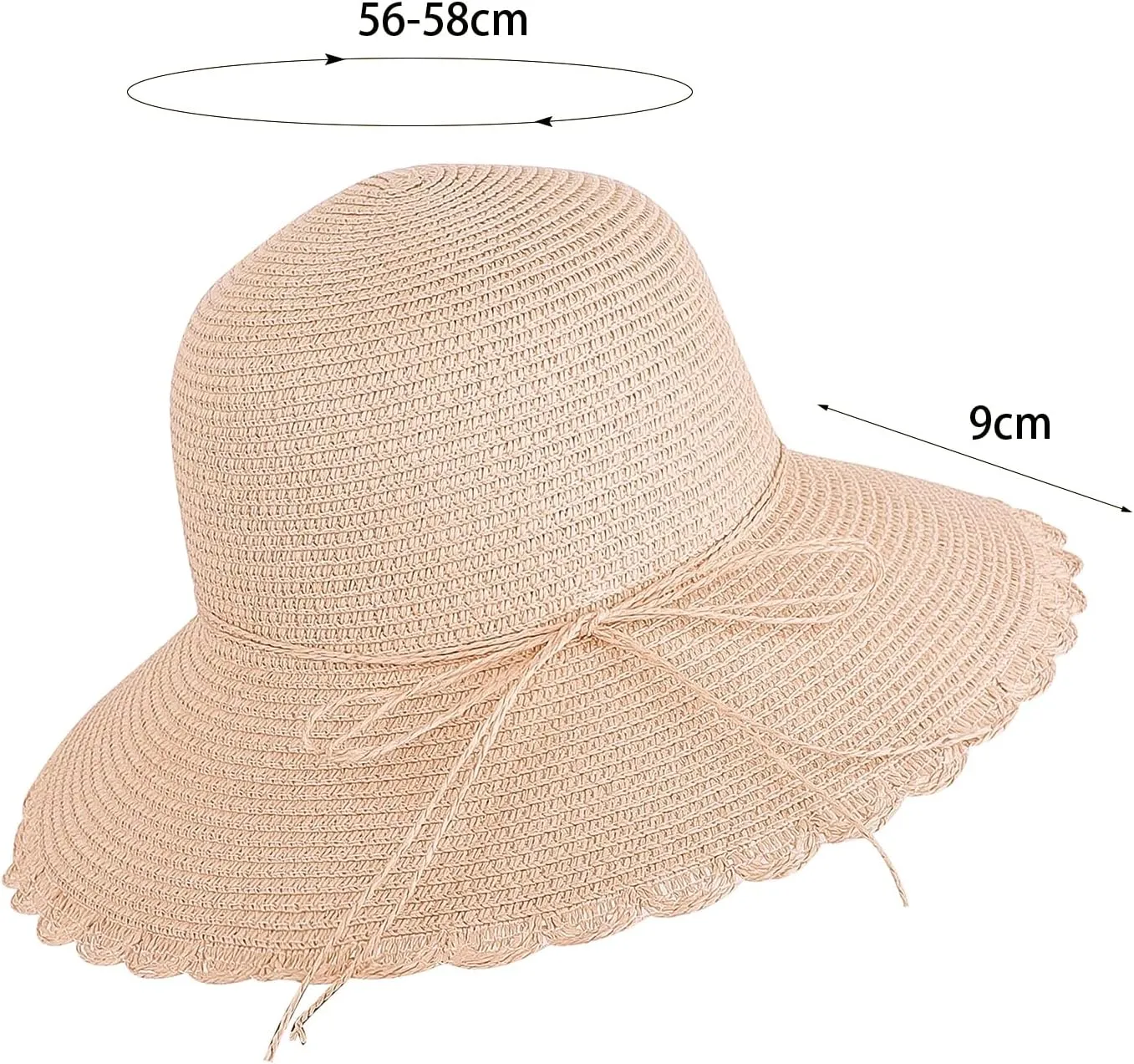 Women Wide Brim Straw Summer Hat UV Protection Sun Hat Packable Travel Bowknot Beach Hat Elegant Bucket Sun Hat
