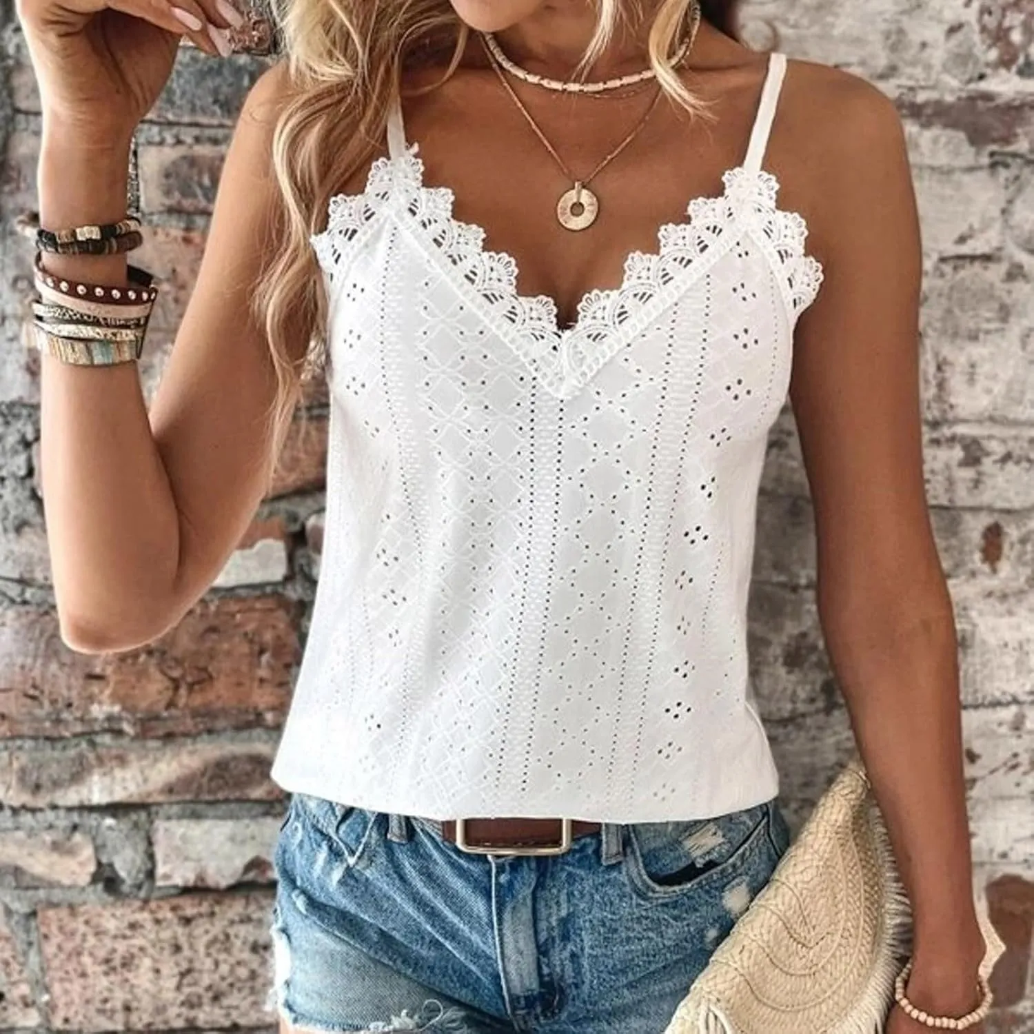 Women's Cotton Tank Top with Shelf Bra Breathable Holiday Quick Dry Adjustable Strap Camisole Basic Cami Tanks