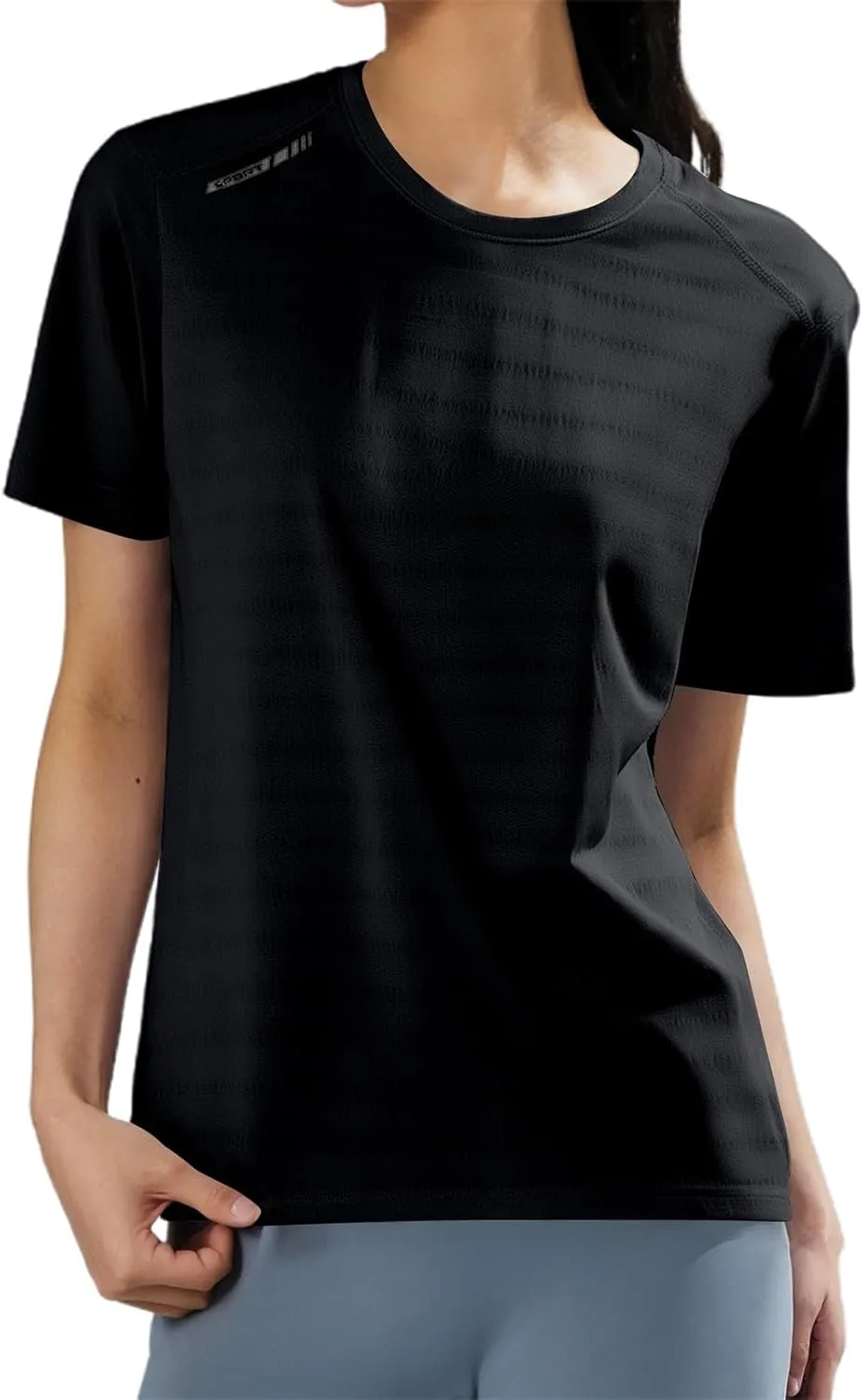 Womens Crew Neck Short Sleeve Tops Quick Dry Athletic Workout Shirts Casual Thin Soft Gym Running Yoga Summer Blouses