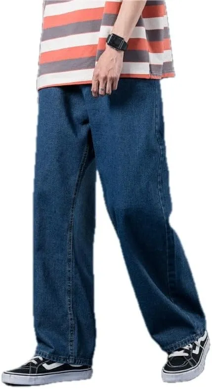 Women's Denim Trousers Light Colored Straight Leg Jeans Loose Wide Leg Pants Cotton Blend Denim Bottoms Everyday Wear