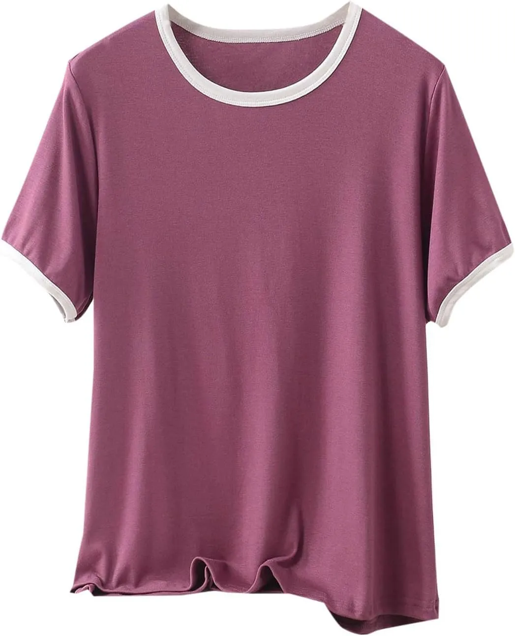 Women's Sleep T-Shirt 2025 Summer Short Sleeve Lounge Pajamas Shirts Crewneck Loose Casual Solid Soft Modal Tee Top