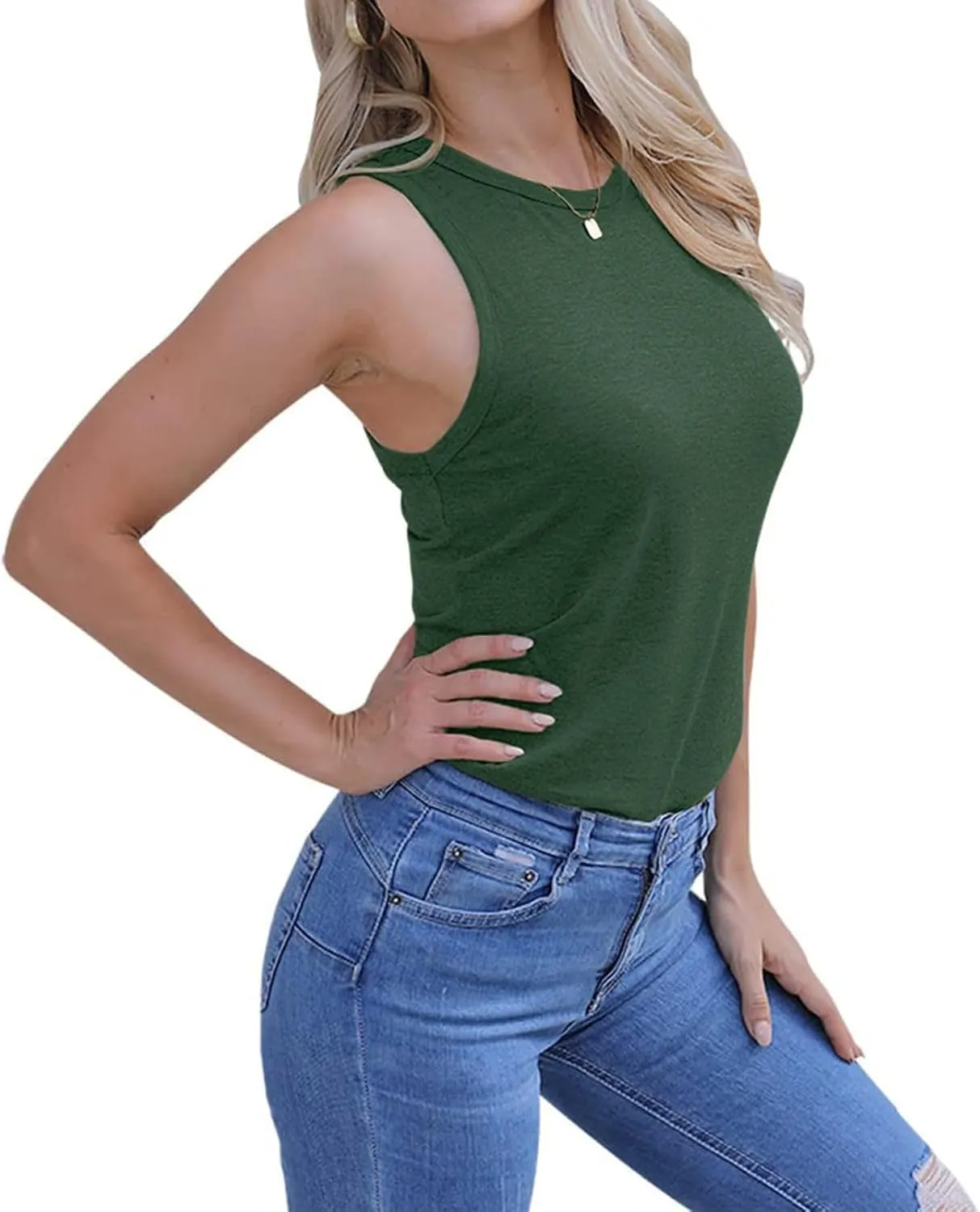 Womens Workout Elegant Sexy Cool O Neck Sleeveless Solid Breathable Tank Tops Shirt Beer Top for Women