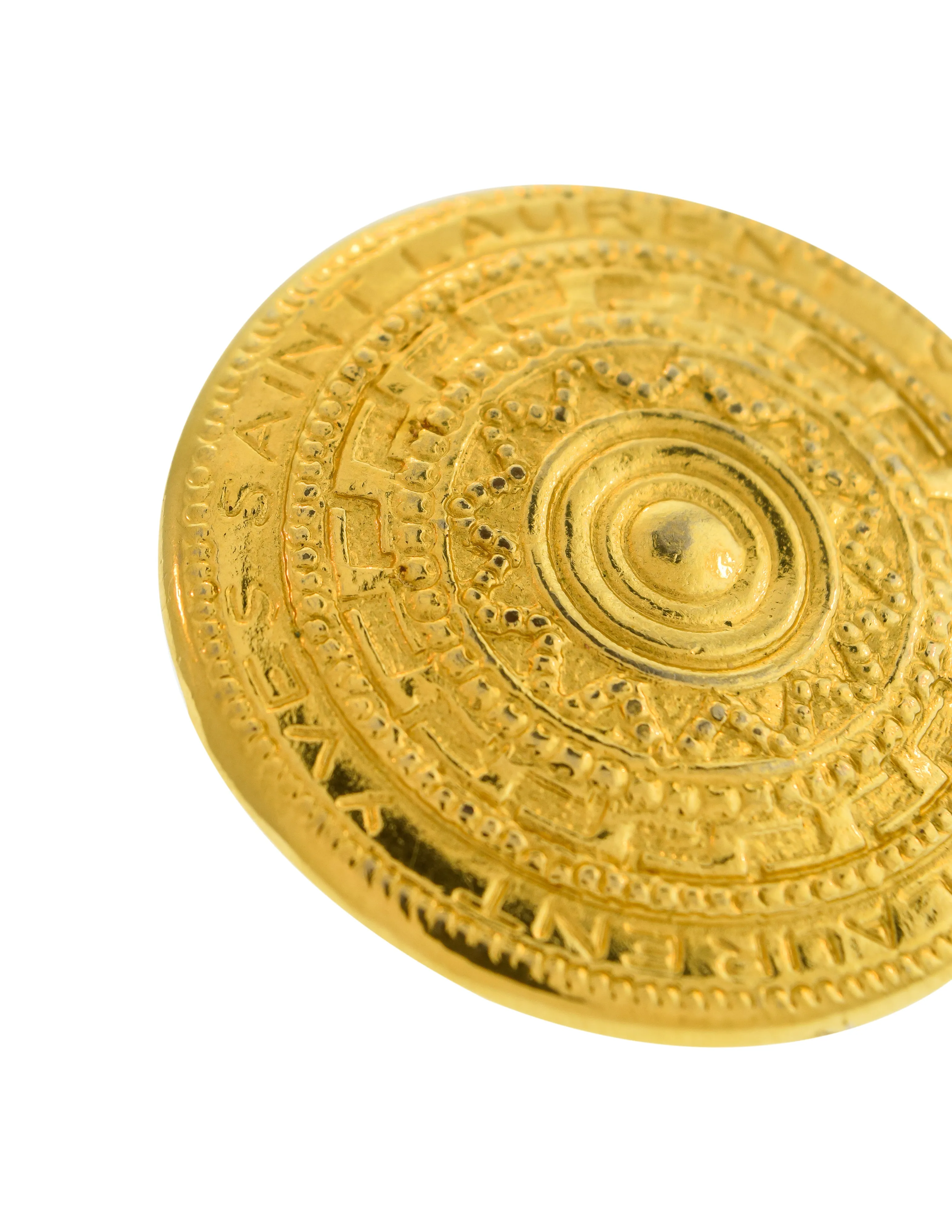 Yves Saint Laurent Vintage Gold Coin Medallion Scarf Ring